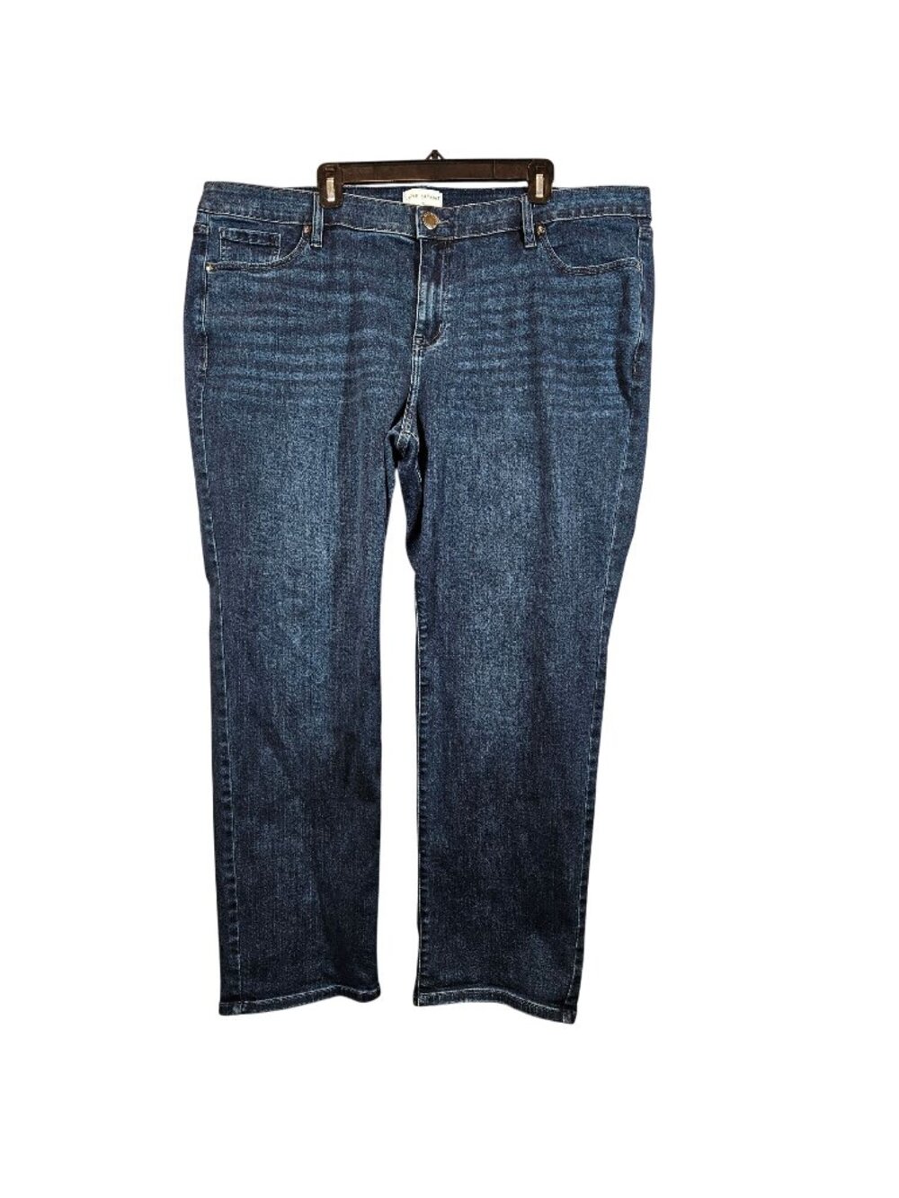 Lane Bryant Womens Size 24 Mid Rise Magic Waistband Straight Leg Jeans dark wash